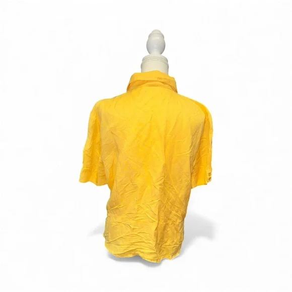 Yellow button front short sleeve top - Picture 3 of 6